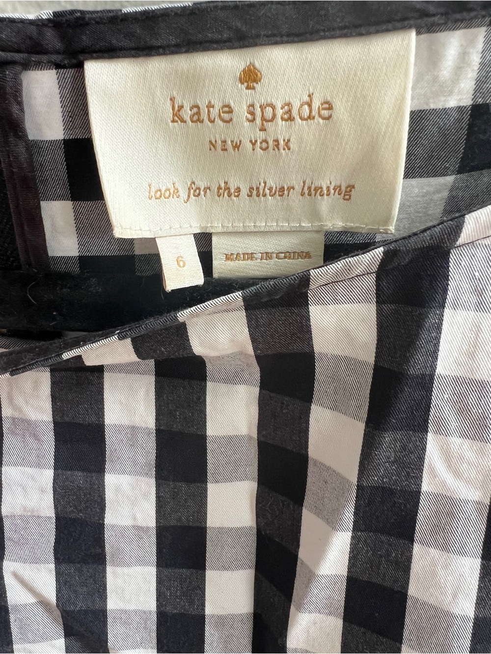 Kate Spade Black White Gingham Check Cotton Dress Size 6 - Picture 3 of 7